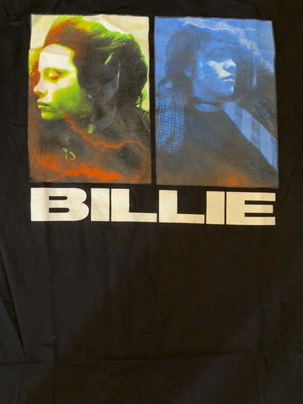 Billie Eilish Graphic Tee in Black with Multicolor Portraits